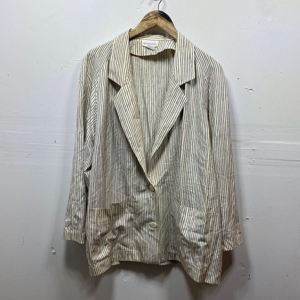 Henri Bendel Silk Stripe Blazer Large